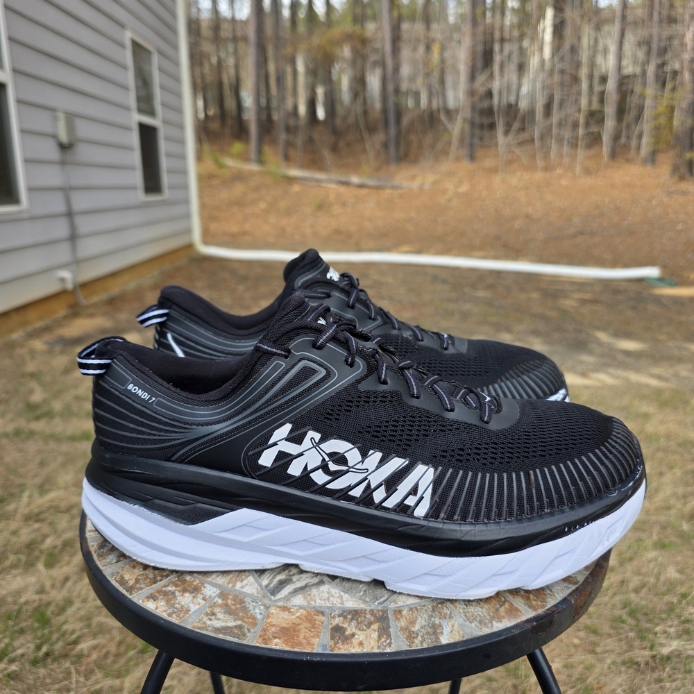 Hoka Bondi 7 1110518 BWHT Black/White Running Shoes Sneakers Men's Size 13